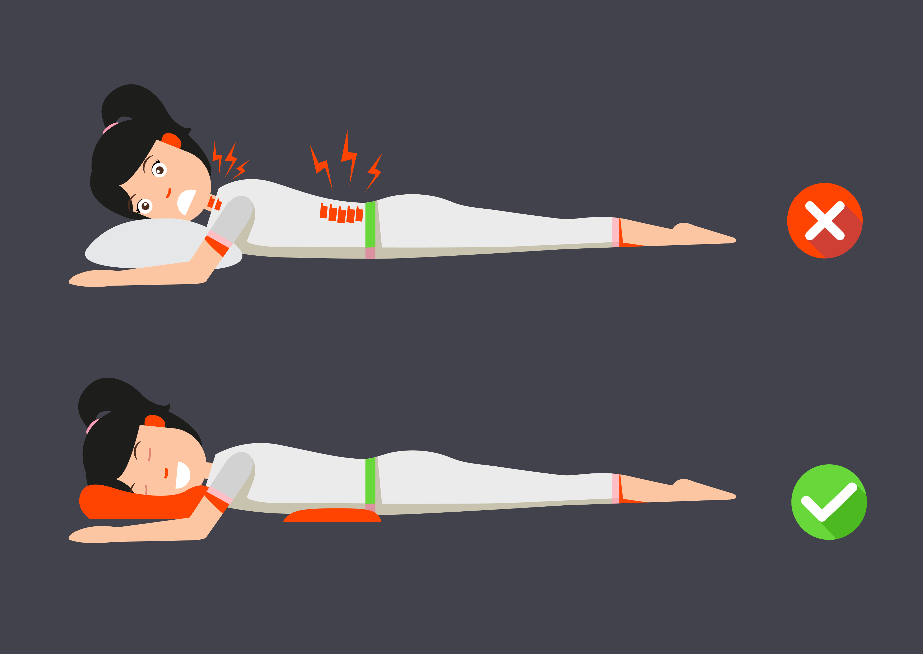 Woman sleeping with a pillow beneath her hips